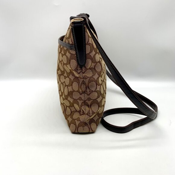 Coach Signature Khaki Canvas File Crossbody Bag F58285 w/ Wristlet - Picture 4 of 12